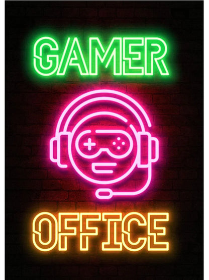 Modern gaming room neon art canvas painting
