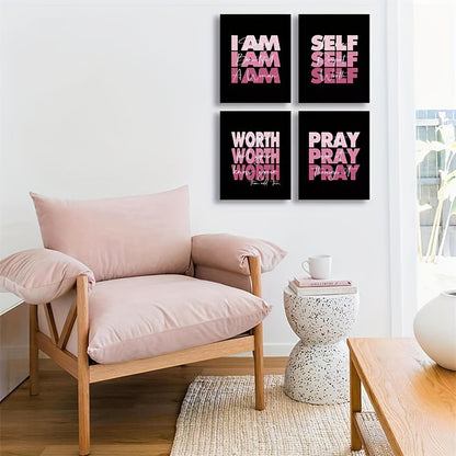 Pray worth inspirational poster set for self-love and empowerment
