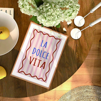 Elegant Italian quote wall art for living room inspiration

