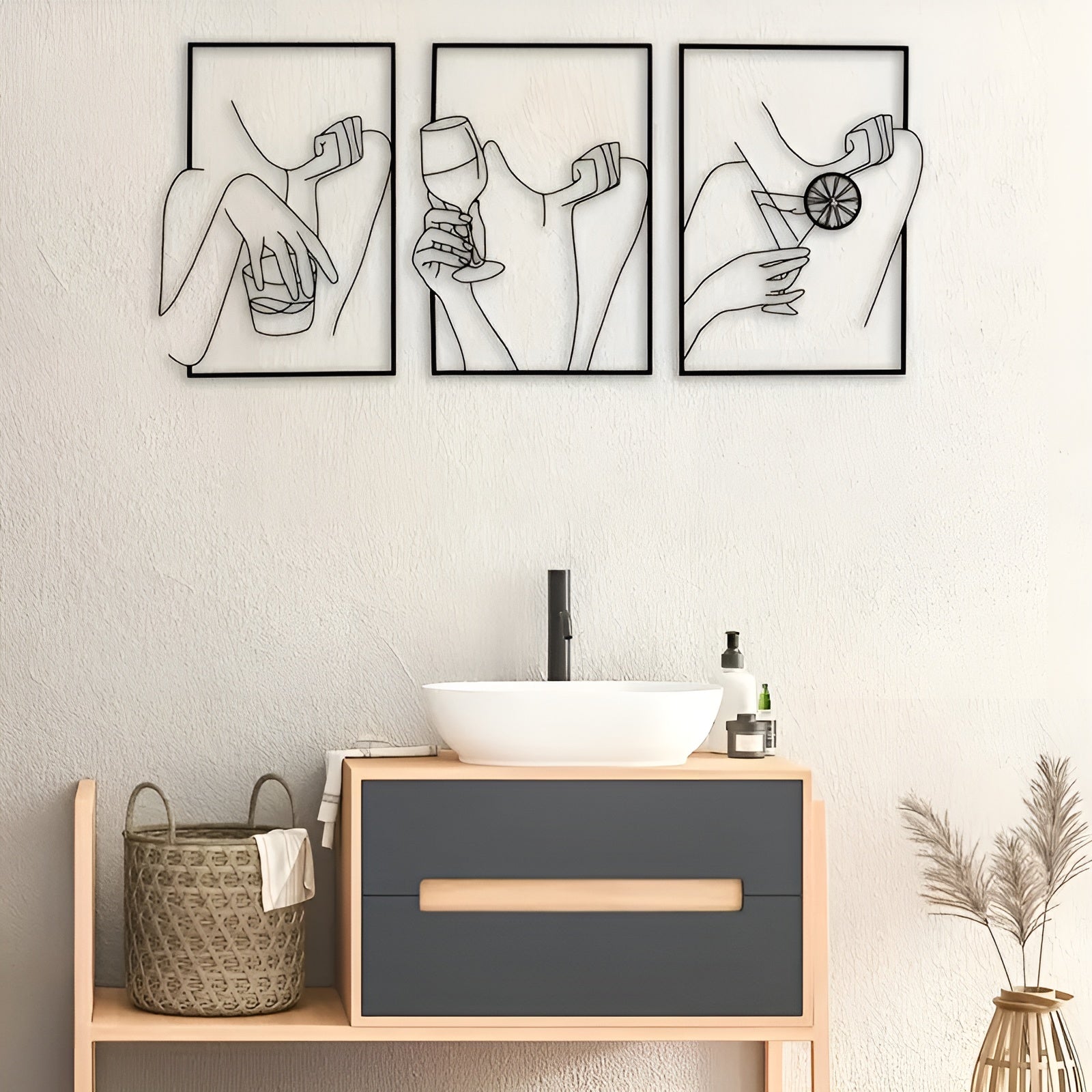 Modern metal line art of minimalist female body silhouette for home decor
