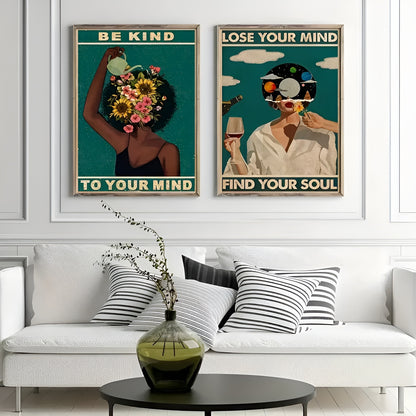 Canvas poster set with modern designs and uplifting quotes for room decor
