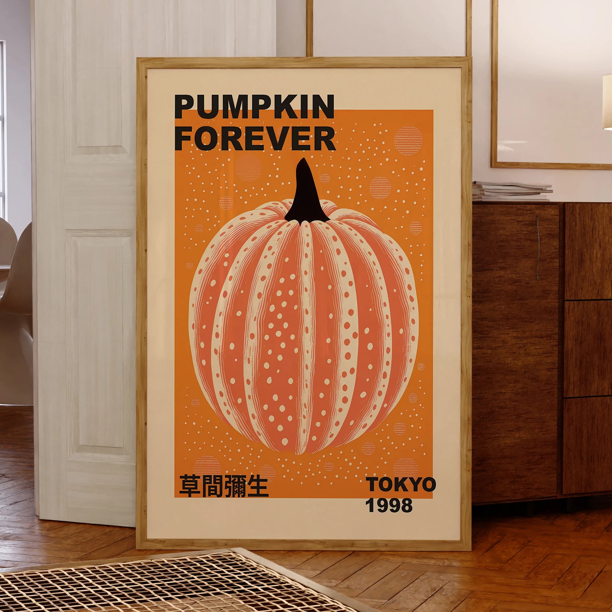 Modern pumpkin 1998 Tokyo wall art for living room decor

