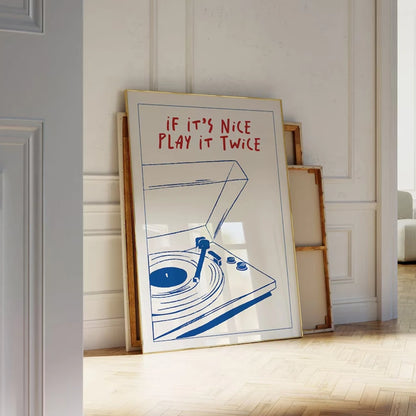 Retro groovy play it twice poster for music lovers

