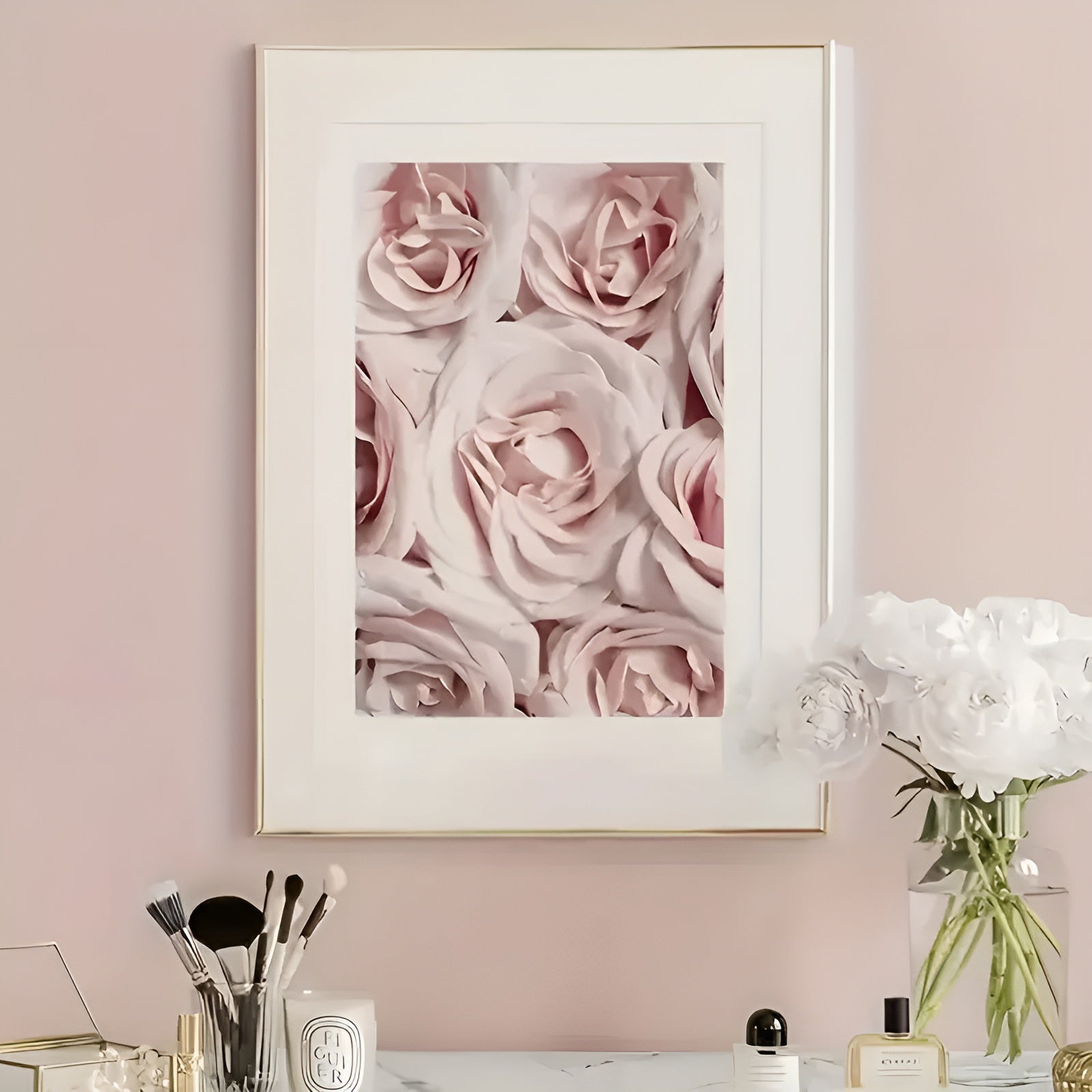 Modern pink romantic art prints for stylish room decor and winter aesthetics
