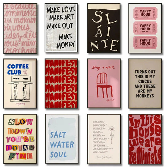 Modern minimalist text printing poster wall art