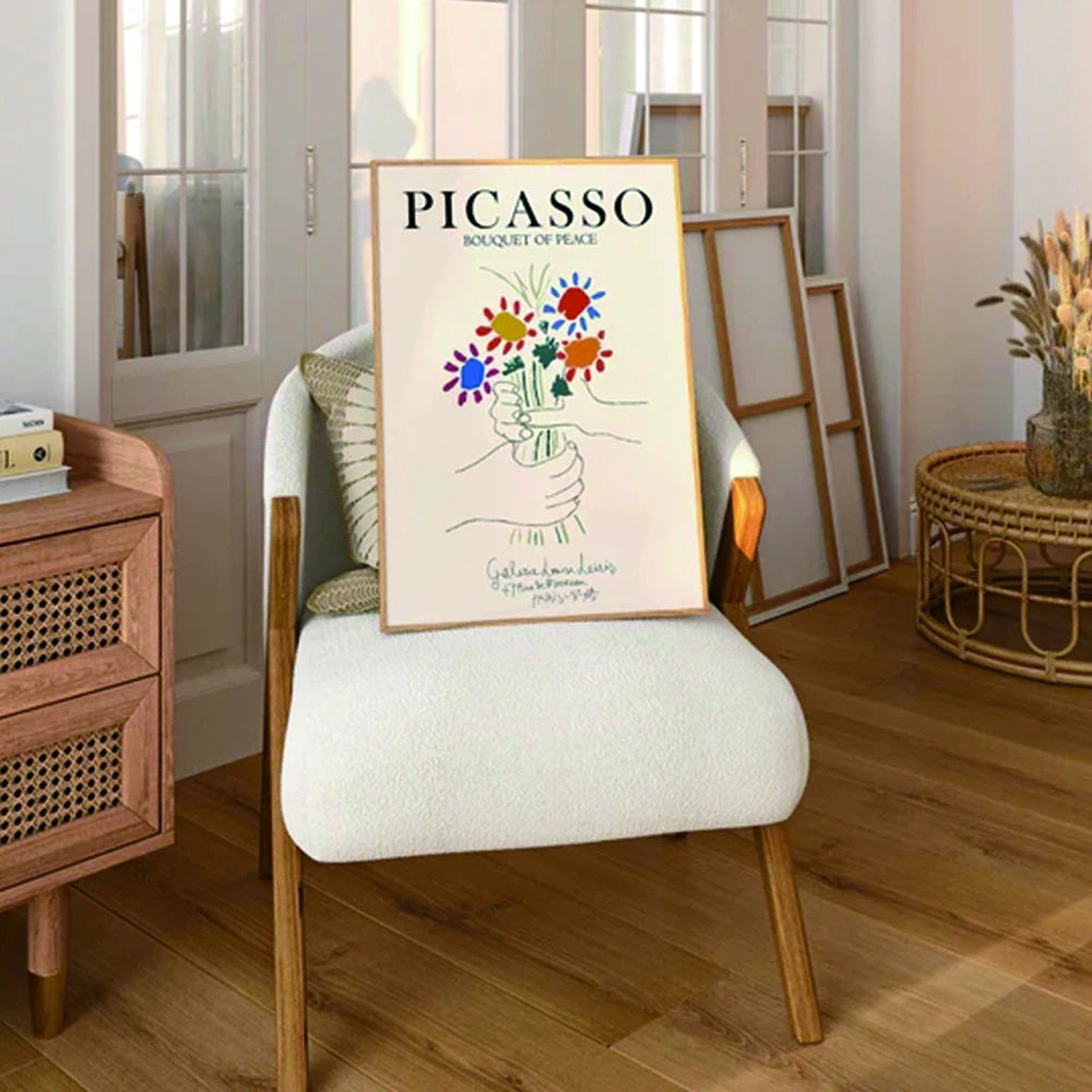 Vintage Bouquet of Peace poster inspired by Picasso for home decor

