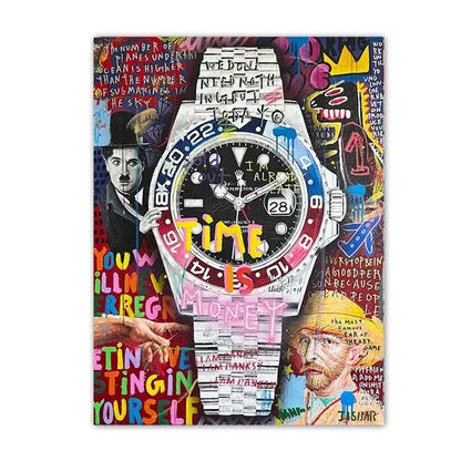 High-quality watch street art canvas print for urban-style walls
