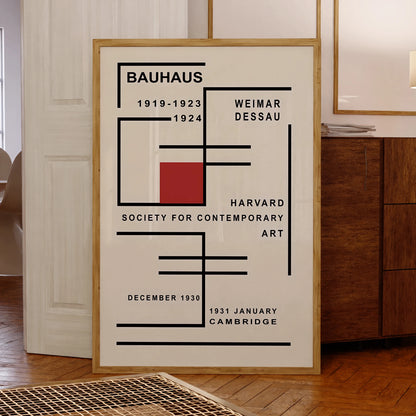 Modern Bauhaus Harvard minimalist line wall art canvas print

