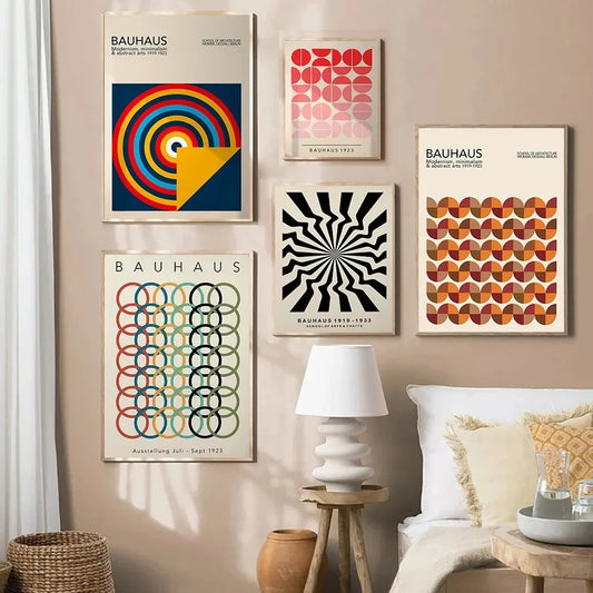 Modernist Bauhaus geometric canvas poster for living room wall decor

