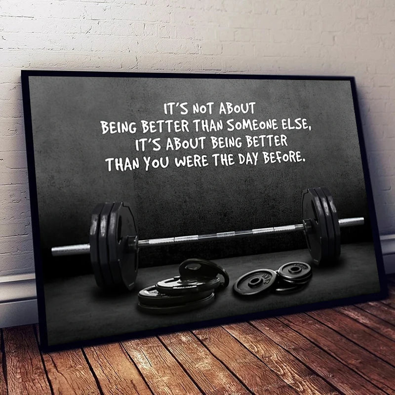Motivating quote sports art poster for gym room decor

