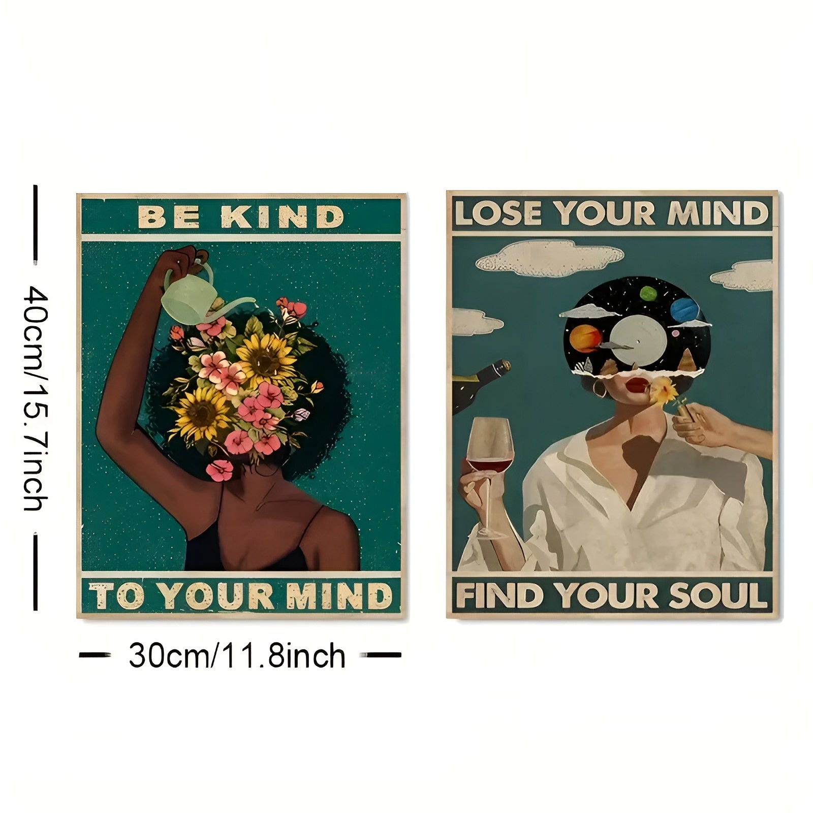 Set of 2 modern art posters with positive quotes for home interior design
