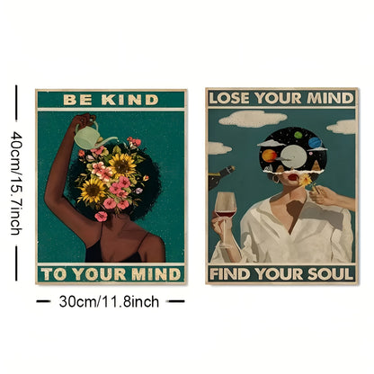 Set of 2 modern art posters with positive quotes for home interior design
