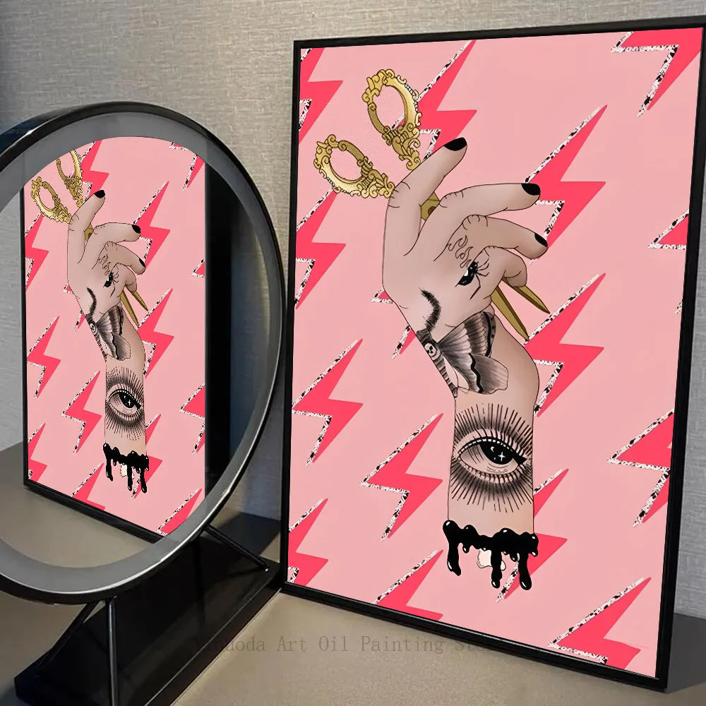 Pink fashion feminist artwork poster for girls’ spaces

