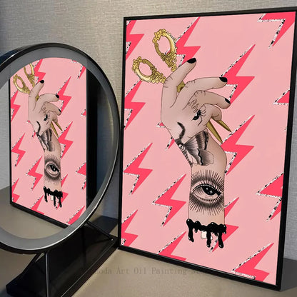 Pink fashion feminist artwork poster for girls’ spaces

