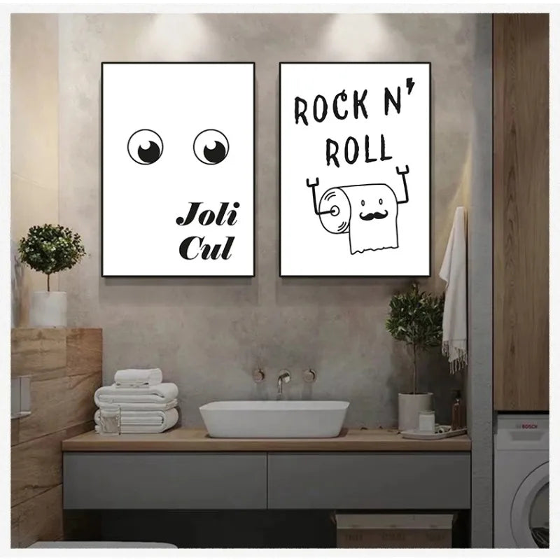 Humour poster for toilet room Nordic minimalist design