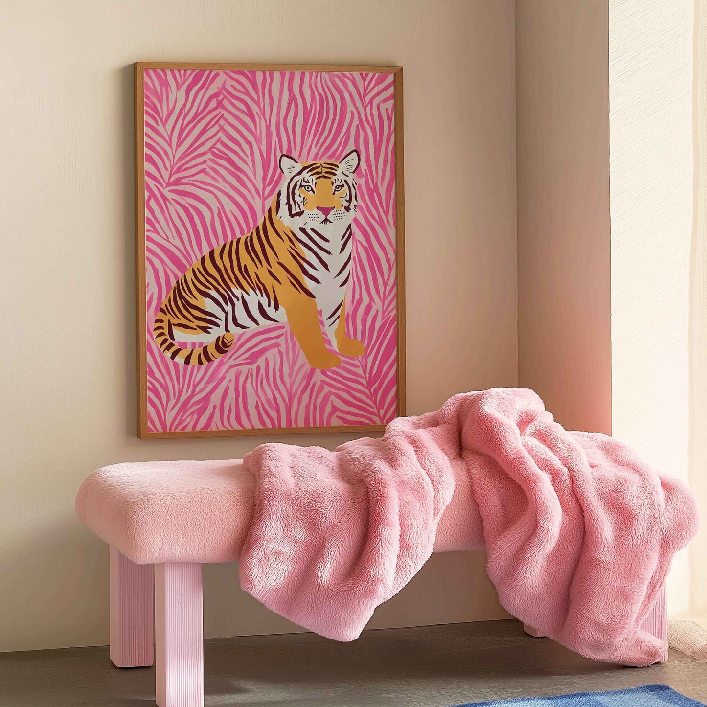 Stylish retro tiger art for contemporary home interiors, bold animal-themed prints, and unique decor.	