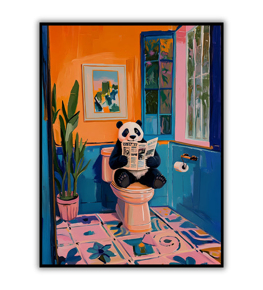 Panda break poster for animal lover home decor, playful panda prints, and quirky room art.	