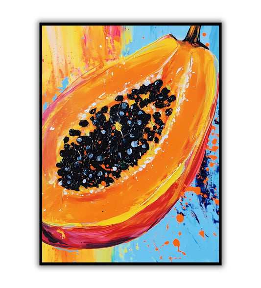 Abstract Papaya Digital Art for Kitchen Decor	