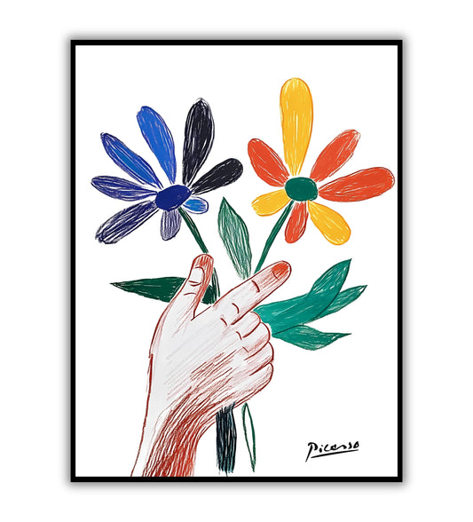 Picasso’s flower touch poster for abstract art lovers, floral-themed prints, and modern home decor.