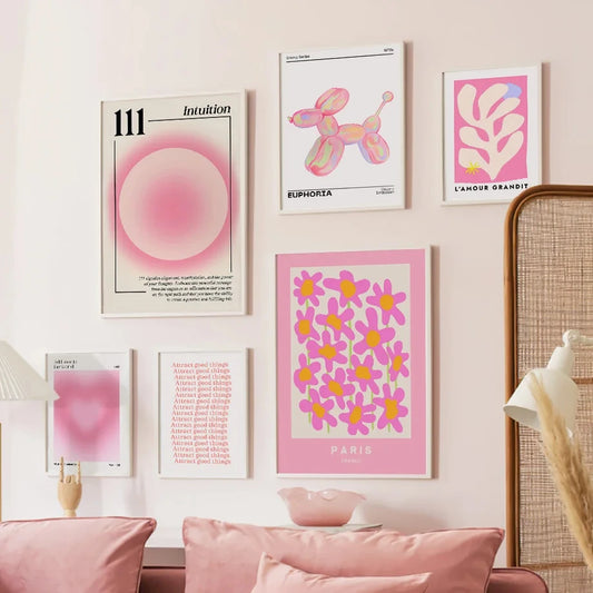 Pink angel number poster with floral design for home decor