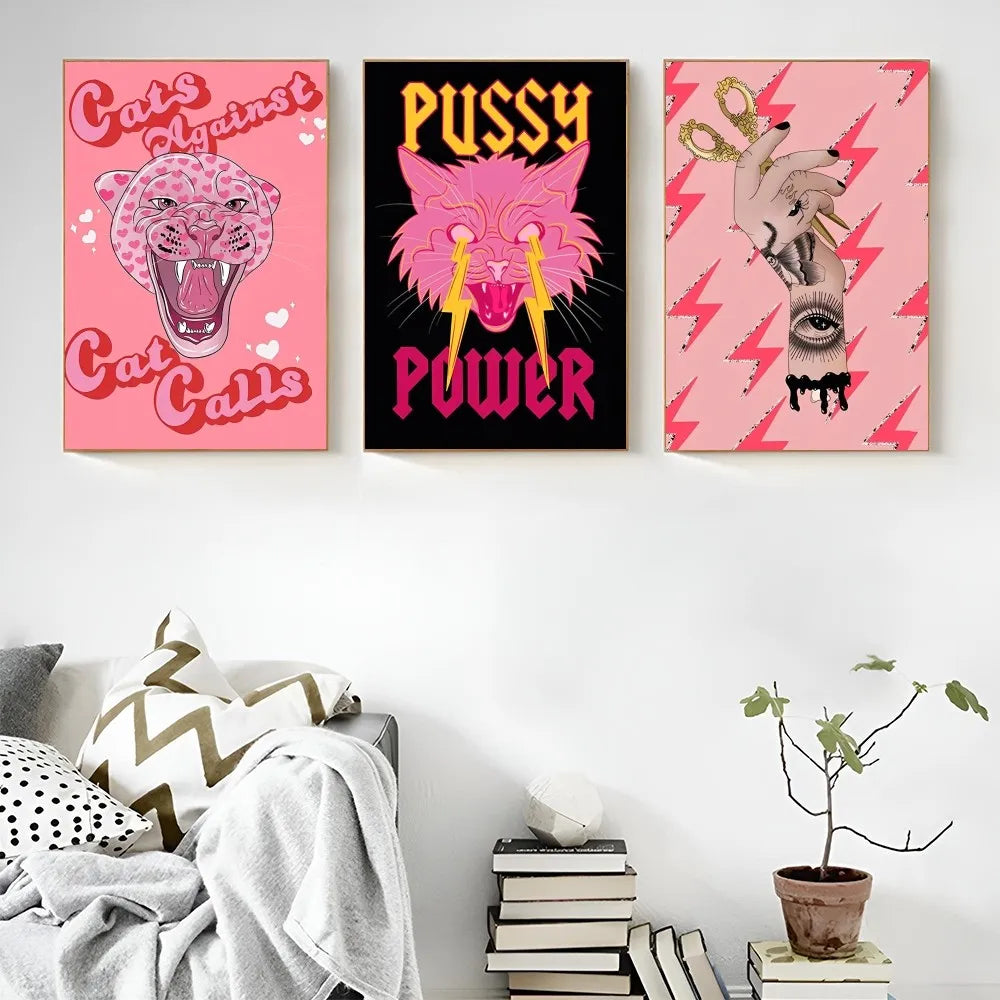 Pink aesthetic poster for modern girl power statement decor

