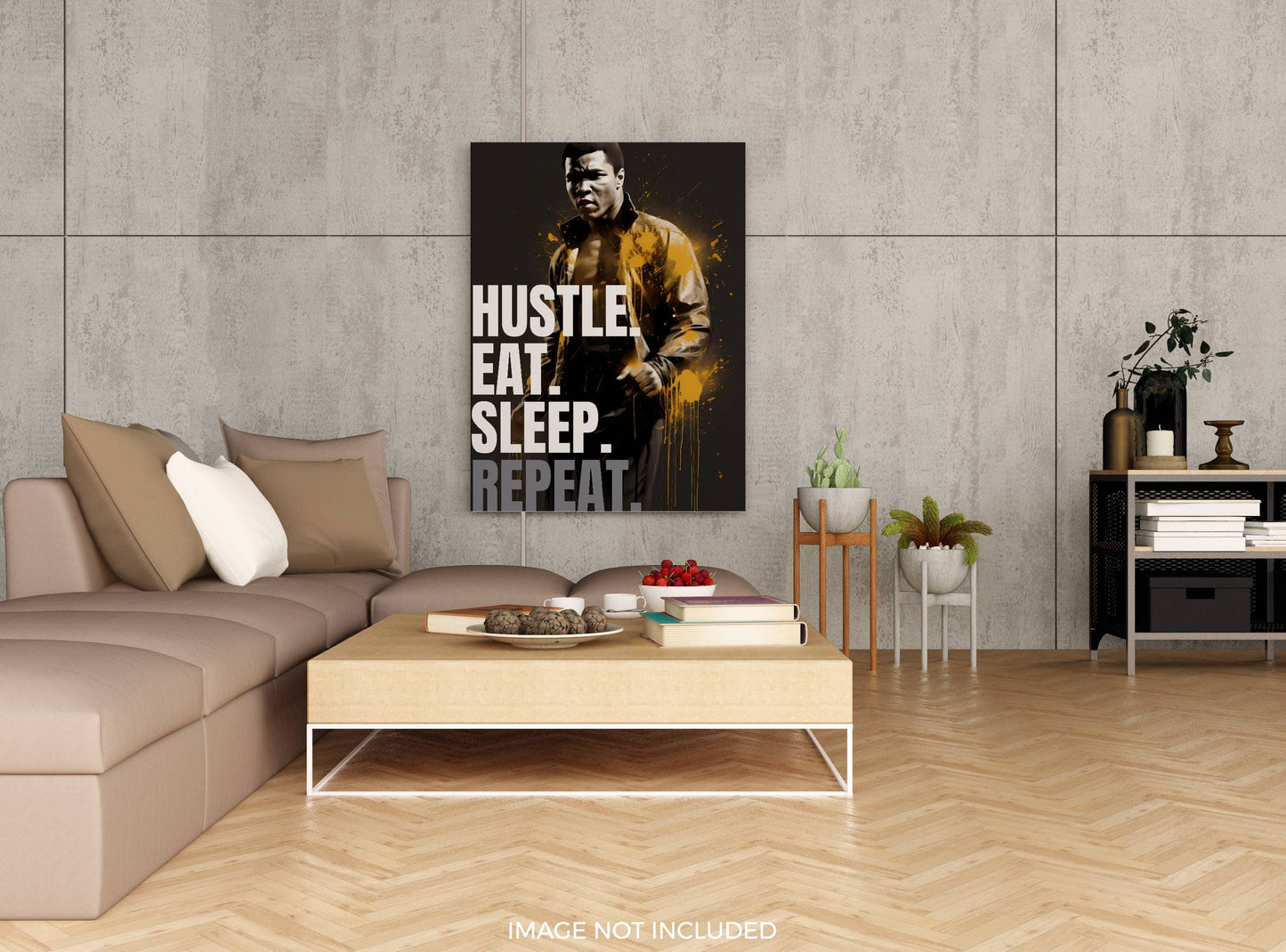 Hustle Muhammad Ali Motivational Wall Art - Front Angle 2 