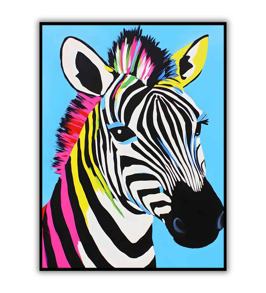 Pop zebra wall art poster for vibrant modern interiors	