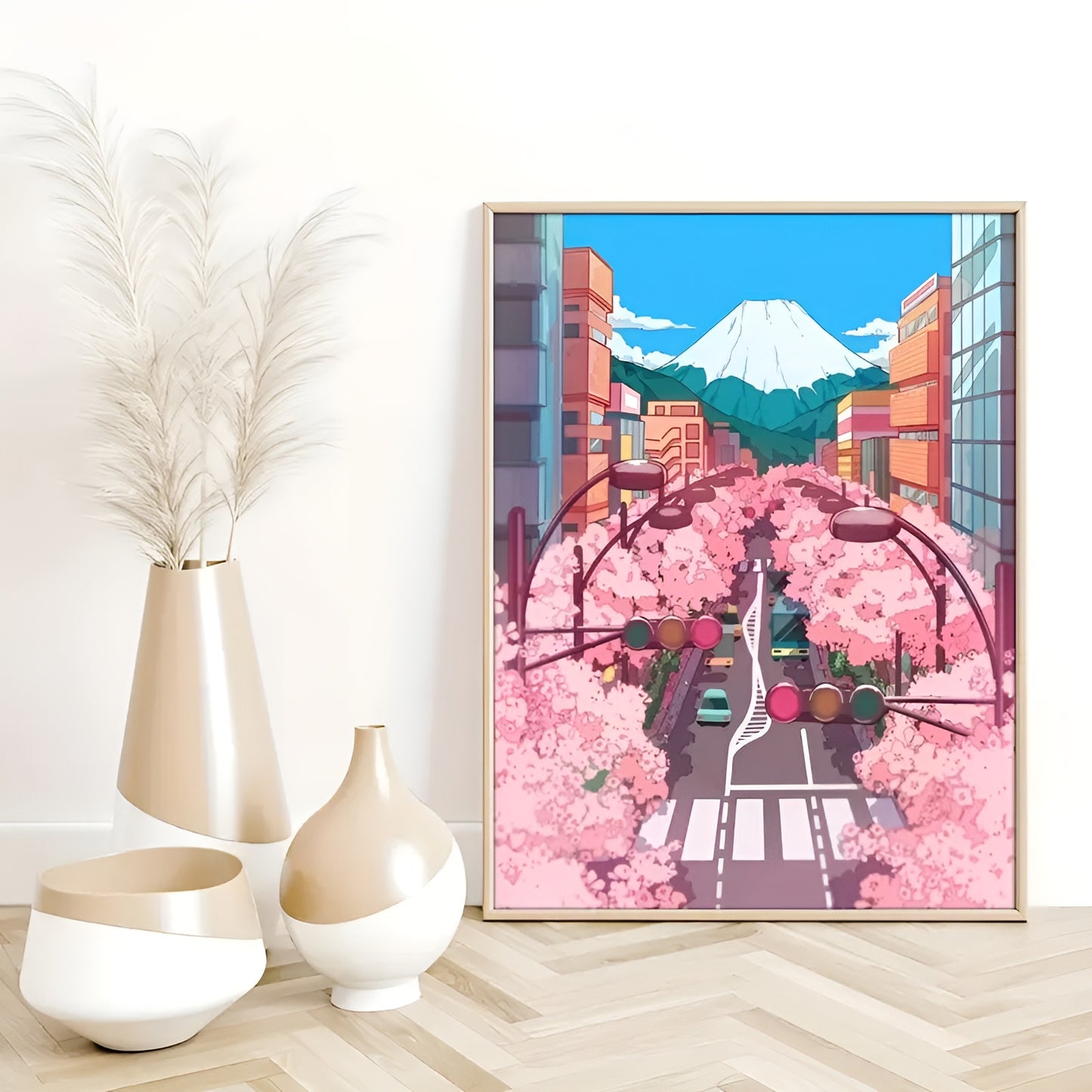 Preppy anime Sakura artwork prints for bedroom wall decor
