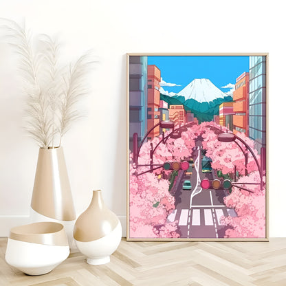 Preppy anime Sakura artwork prints for bedroom wall decor
