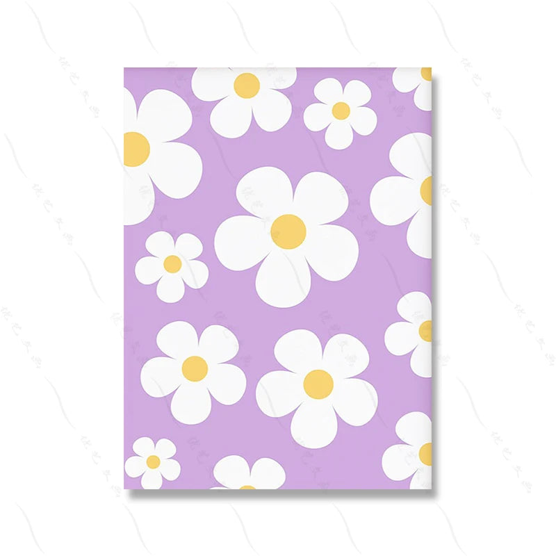 Funky dorm room decor with retro smile and floral gallery wall art

