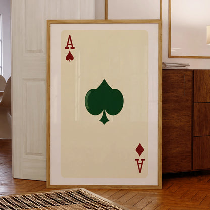 Retro Ace of Spades green wall art print for modern living rooms

