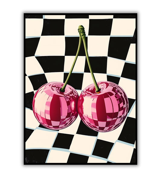 Retro disco balls poster for fun home decor, colorful party wall art, and bold room prints.