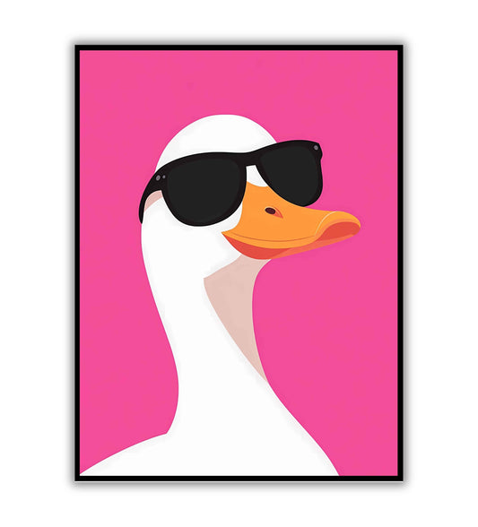 Retro duck vintage wall art print for quirky interiors	