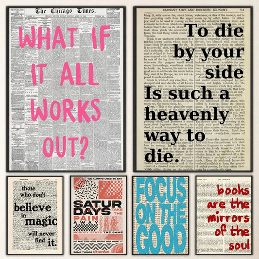 Retro newspaper pink quote poster for wall decoration in coffee house and bar.