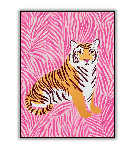 Retro tiger poster for bold animal print lovers, vintage wall art, and creative home decor.