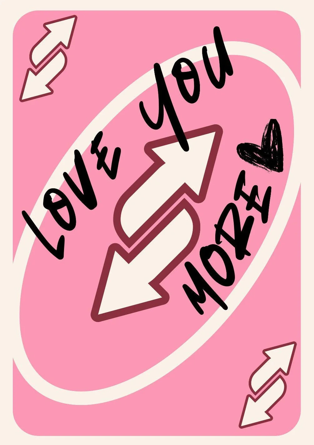 Preppy and girly pink canvas painting featuring Uno reverse card design

