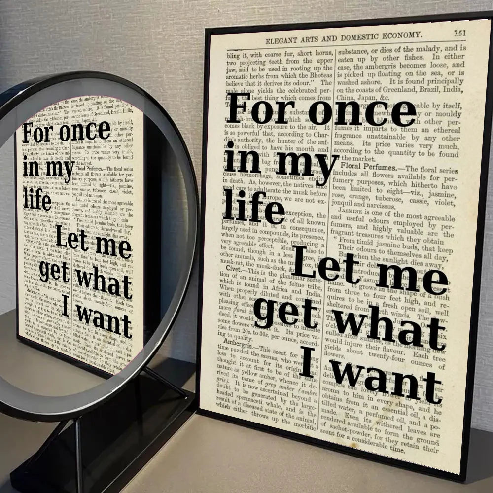 Retro self-adhesive waterproof paper sticker featuring popular quote for room decor.
