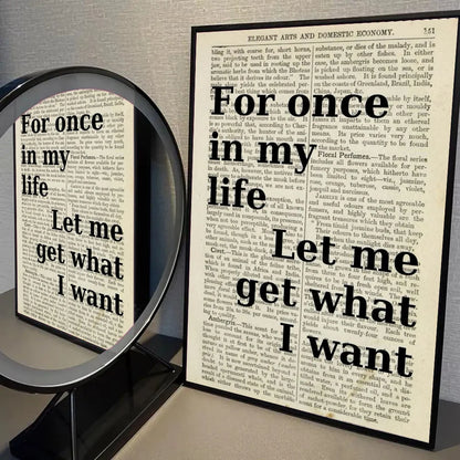 Retro self-adhesive waterproof paper sticker featuring popular quote for room decor.
