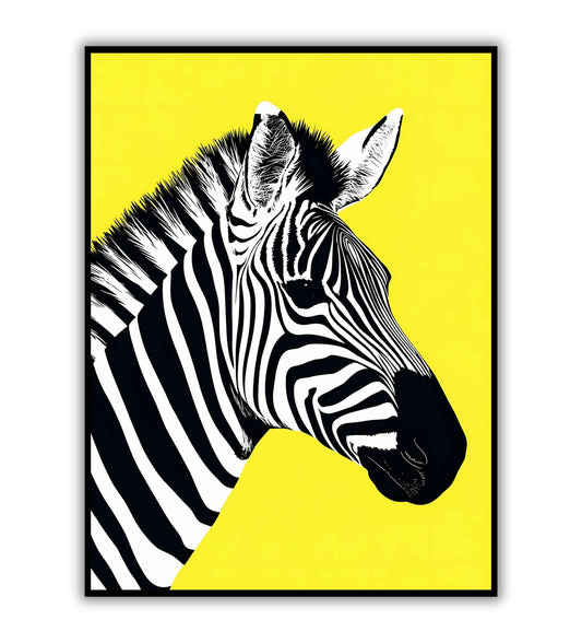 Retro zebra vintage wall art poster for eclectic interiors