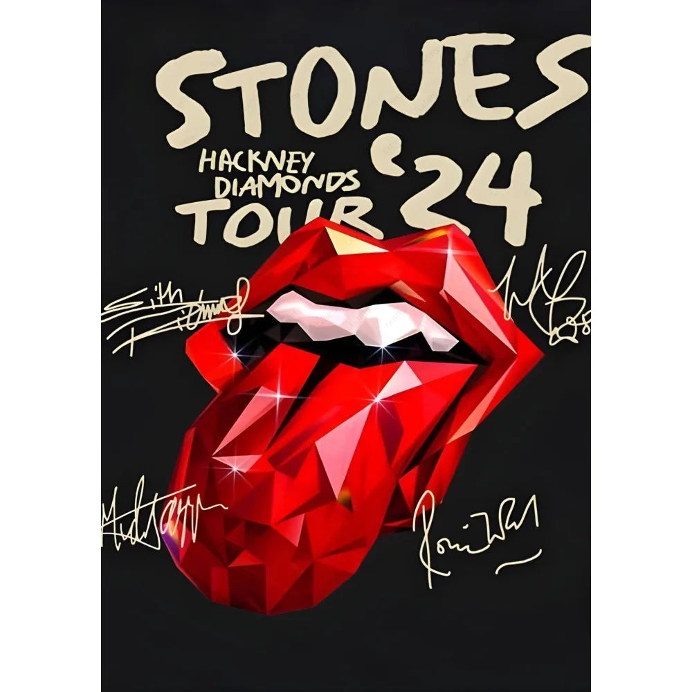Music-themed retro Rolling Stones poster for home decor and bar walls.

