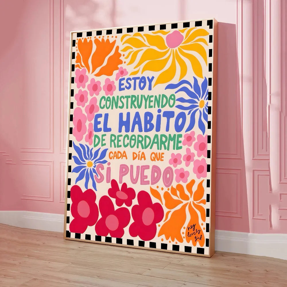 Self-adhesive maximalist typography print for artistic walls
