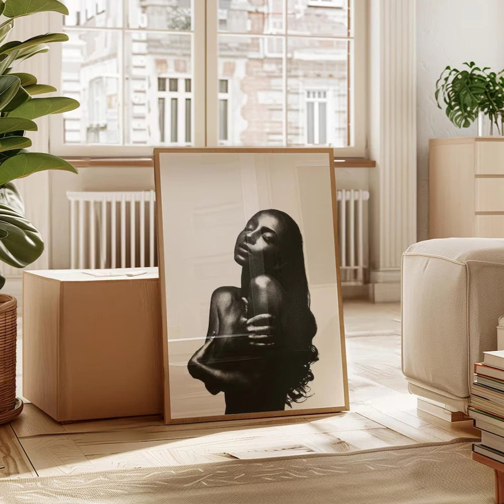 Modern retro Sade music poster black and white wall art

