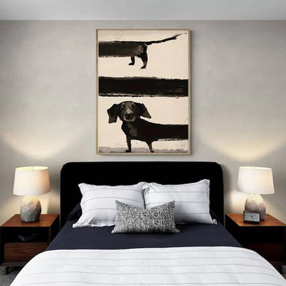 Whimsical dachshund poster for kitchen or living space

