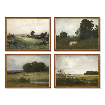 Vintage Scandinavian Country Art Prints, Nature and Landscape Poster Set
