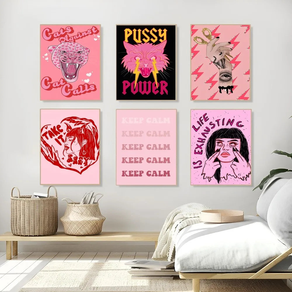 Self-adhesive girl power art print for coffee shop and bar decor

