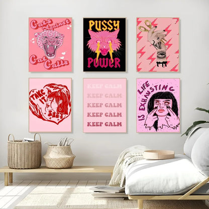 Self-adhesive girl power art print for coffee shop and bar decor

