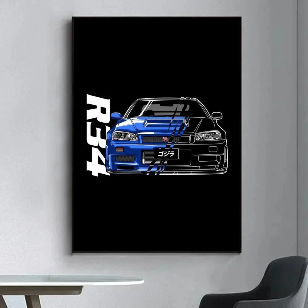 Fast and Furious GTR poster for home office and garage wall
