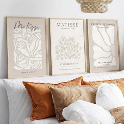 Set of 3 Bohemian neutral Matisse canvas prints