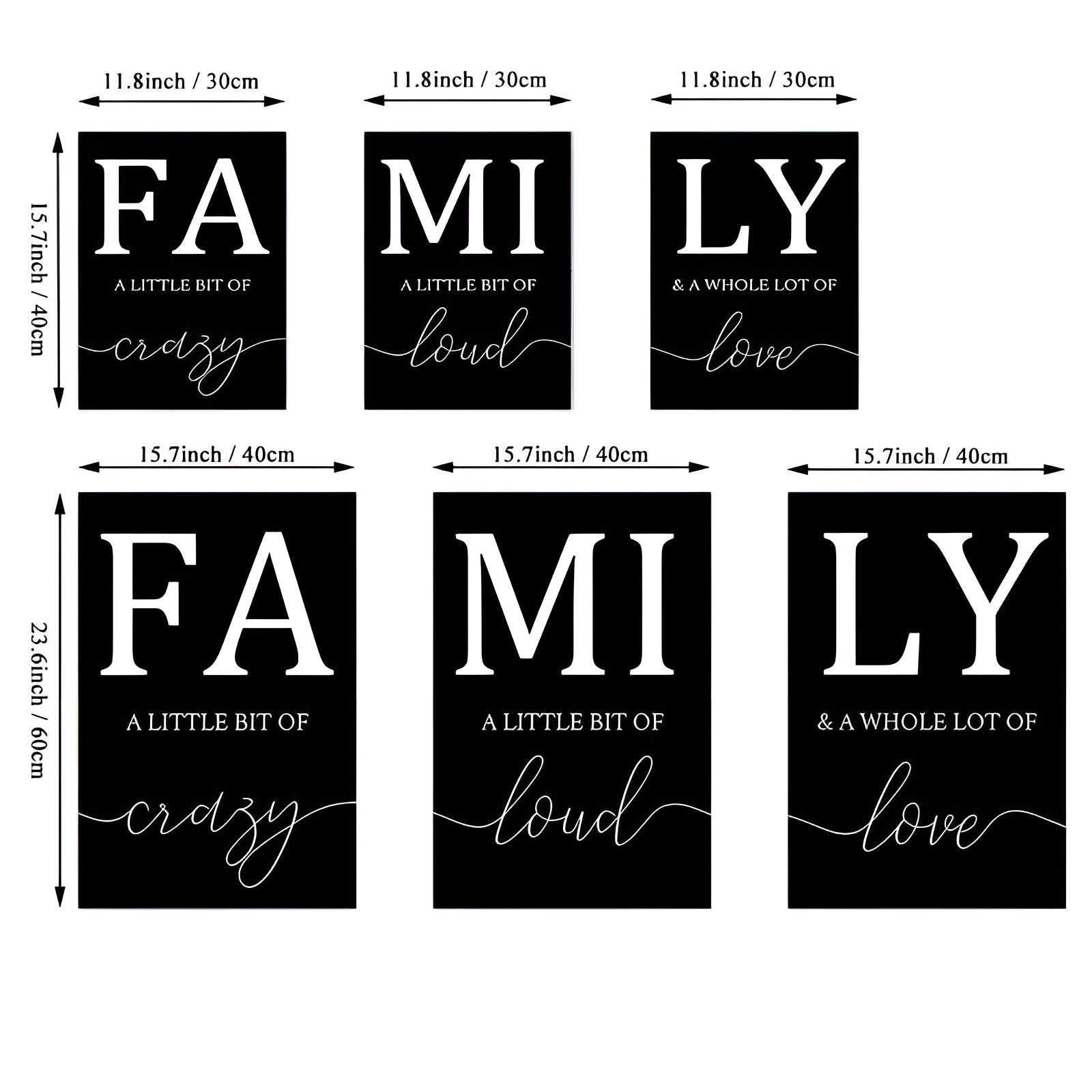 Set of 3 minimalist family-themed canvas paintings for wall display
