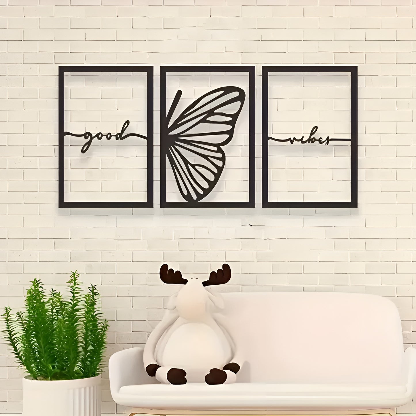 Minimalist butterfly metal art decor set for modern living room and workspace aesthetics
